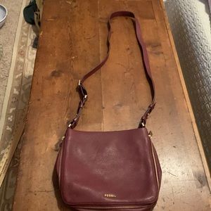 Crossbody Burgundy leather Fossil Purse